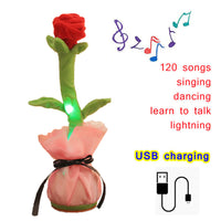 Can Sing And Dance Charging Simulation Rose Flower Plush Valentine's Day Gift For Girls - Humans Are Funny